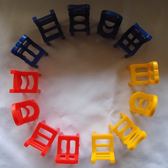 Dollhouse Mini 13 Plastic Chairs Nursery Room Child Size Red Blue Yellow… - Picture 2 of 16